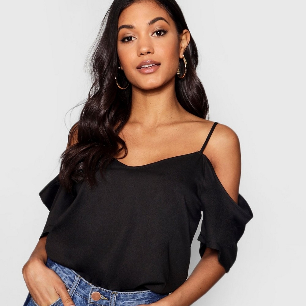 Woven Strappy Open Shoulder Top